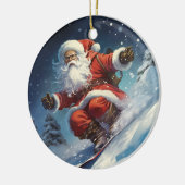 Snowboarden Santa Keramik Ornament (Links)
