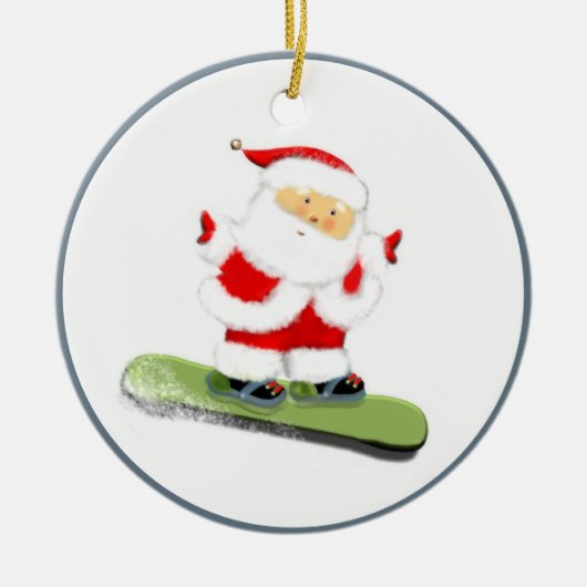 Snowboarden Santa Keramikornament (Vorne)