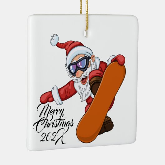 Snowboarden Santa Keramikornament (Rechts)