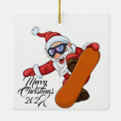 Snowboarden Santa Keramikornament (Rückseite)