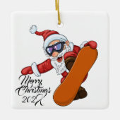 Snowboarden Santa Keramikornament (Vorderseite)