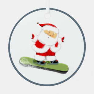 Snowboarden Santa Ornament Aus Metall