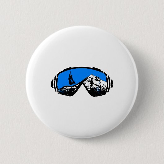 Snowboarden Ski Goggles Berg gestört Design Button (Vorderseite)