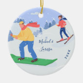 Snowboarden & Skifahren Extrem Winter Sportverein Keramik Ornament (Vorne)