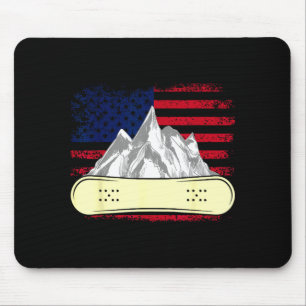 Snowboarden Skifahren Snowboard amerikanische Flag Mousepad