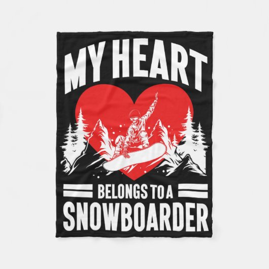 Snowboarden Snowboard Girlfriend Ehefrau Mein Herz Fleecedecke (Vorderseite)