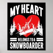 Snowboarden Snowboard Girlfriend Ehefrau Mein Herz Poster (Vorne)