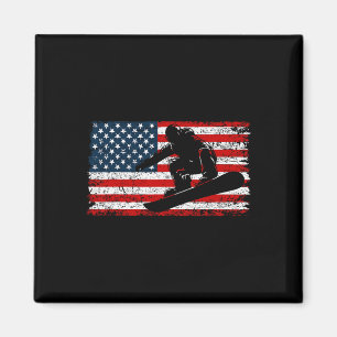 Snowboarden Snowboard Patriotic Vintag American Magnet