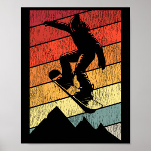 Snowboarden Snowboard Vintage Retro Berg 1 Poster