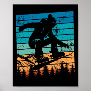 Snowboarden Snowboard Vintage Retro Berg Poster