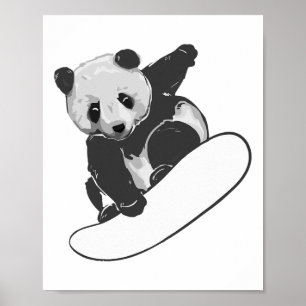 Snowboarden Snowboarden Panda Funny Geschenk Poster