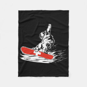 Snowboarden Snowboarder Schweizer Flagge Winterspo Fleecedecke