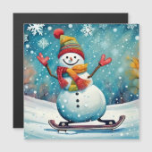 Snowboarden Snowman - Magnetkarte (Vorne/Hinten)