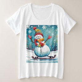 Snowboarden Snowman - Women's Plus Size T - Shirt