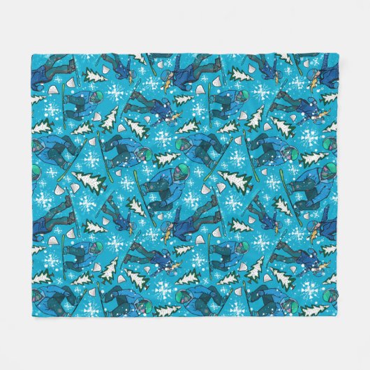 Snowboarden Spaß Fleecedecke (Vorderseite (Horizontal))