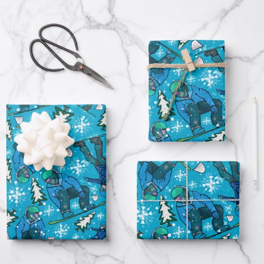 Snowboarden Spaß Geschenkpapier Set (Vorderseite)