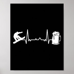 Snowboarden Sport - Heartbeat Ekg Snowboard Snow Poster