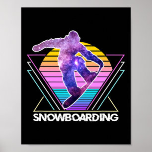Snowboarden Sport Retro Vintage Vaporwave 90er Sn Poster