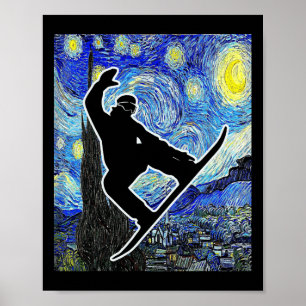 Snowboarden Startnight Snowboard Van Gogh Poster