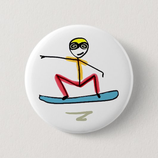 Snowboarden Stickman Button (Vorderseite)