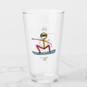 Snowboarden Stickman Glas (Rückseite)
