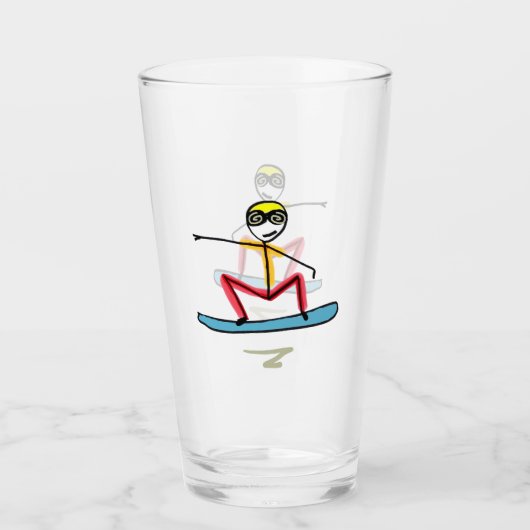 Snowboarden Stickman Glas (Vorderseite)