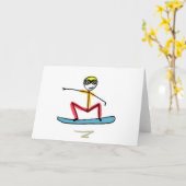 Snowboarden Stickman Karte (Gelbe Blume)