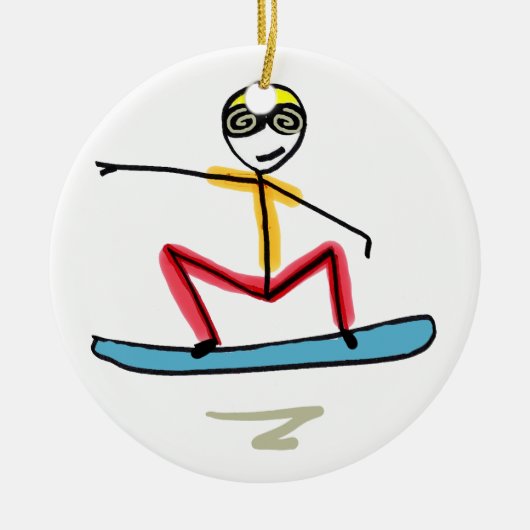 Snowboarden Stickman Keramik Ornament (Vorne)