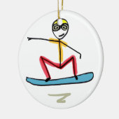 Snowboarden Stickman Keramik Ornament (Links)