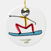 Snowboarden Stickman Keramik Ornament (Hinten)