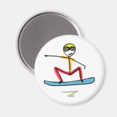 Snowboarden Stickman Magnet (Vorderseite/Rückseite)