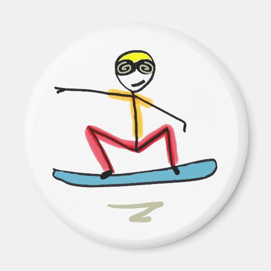 Snowboarden Stickman Magnet (Vorne)