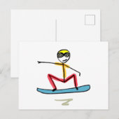 Snowboarden Stickman Postkarte (Vorne/Hinten)