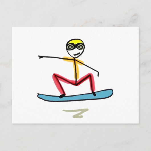 Snowboarden Stickman Postkarte (Vorderseite)