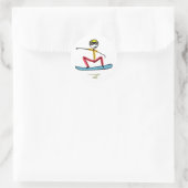 Snowboarden Stickman Runder Aufkleber (Tasche)
