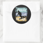 Snowboarden T-Shirt - Vintag Retro Snowboarder Runder Aufkleber (Tasche)