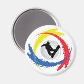 Snowboarden Tricolor Emblem Magnet (Vorderseite/Rückseite)