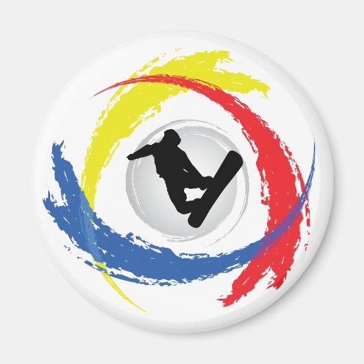 Snowboarden Tricolor Emblem Magnet (Vorne)