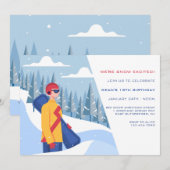 Snowboarden Typ Einladung (Vorne/Hinten)