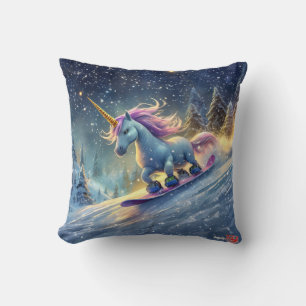 Snowboarden Unicorn Design von: Rich AMeN Gill Kissen