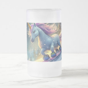 Snowboarden Unicorn Design von Rich AMeN Gill Mattglas Bierglas