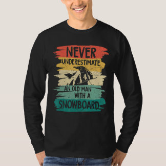 Snowboarden unterschätzt nie einen alten Mann mit T-Shirt