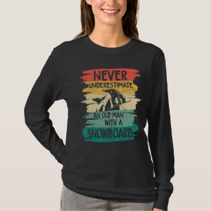 Snowboarden unterschätzt nie einen alten Mann mit T-Shirt