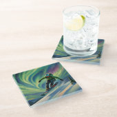 Snowboarden Untersetzer (Schrägansicht)