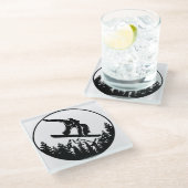 Snowboarden Untersetzer (Schrägansicht)