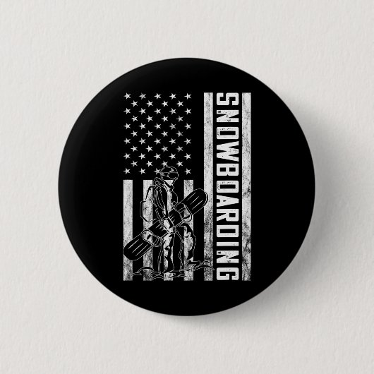 Snowboarden Vintag Snowboarder Usa Flag Amerika Button (Vorderseite)