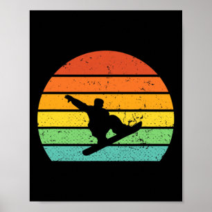 Snowboarden Vintage Retro Sonnenuntergang Snowboar Poster