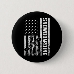 Snowboarden Vintage Snowboarder USA-Flagge Amerika Button