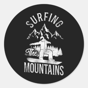 Snowboarden Vintager Berg 1 Runder Aufkleber