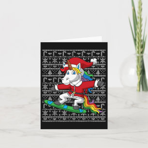 Snowboarden Weihnachten Einhorn Santa Claus Snowbo Karte
